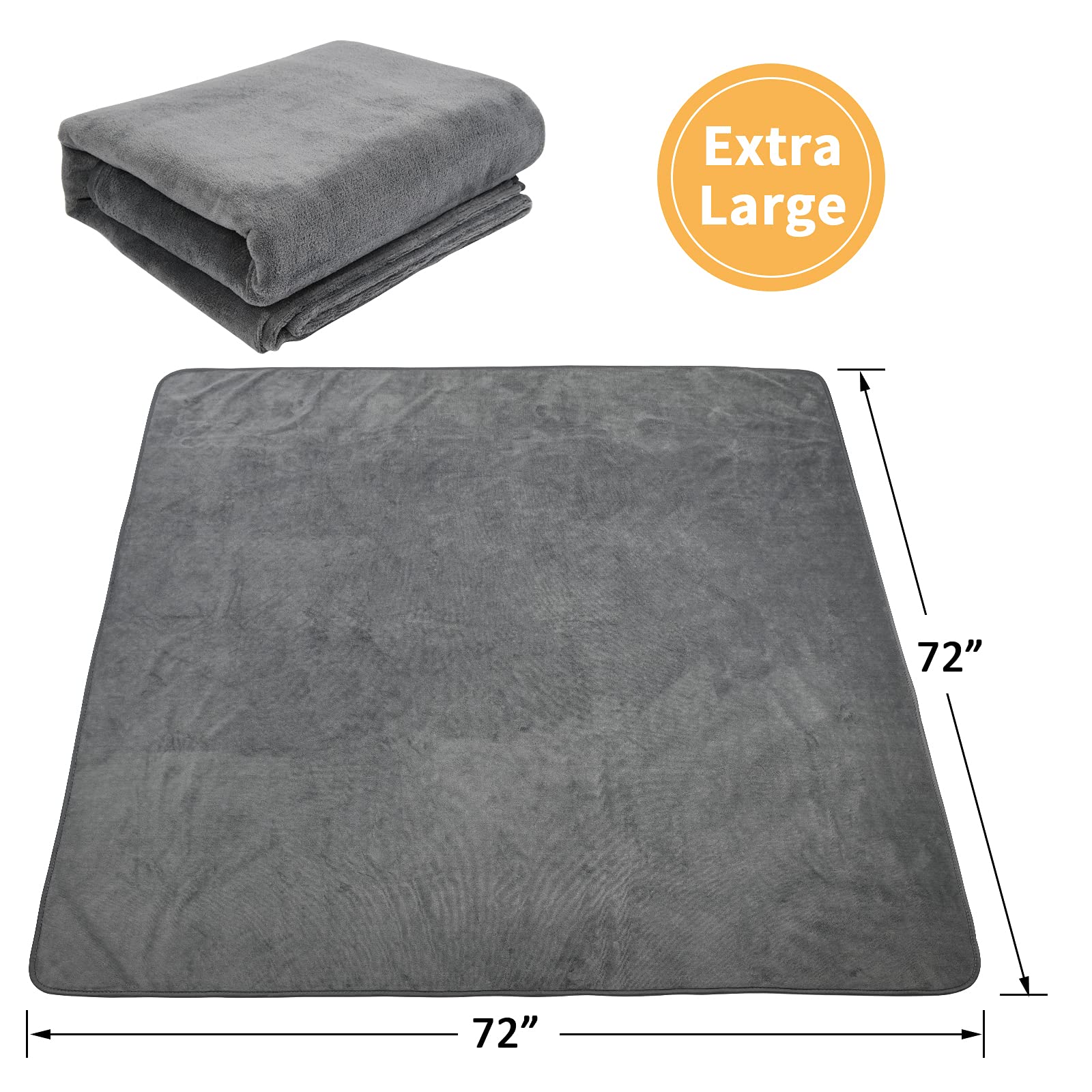 Dog Pee Pad Washable Extra Large, 72x72 Instant Absorb Training Pads, Non-Slip Pet Playpen Mat Waterproof Reusable Floor Mat for